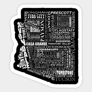 Arizona (cities and towns, white) Sticker